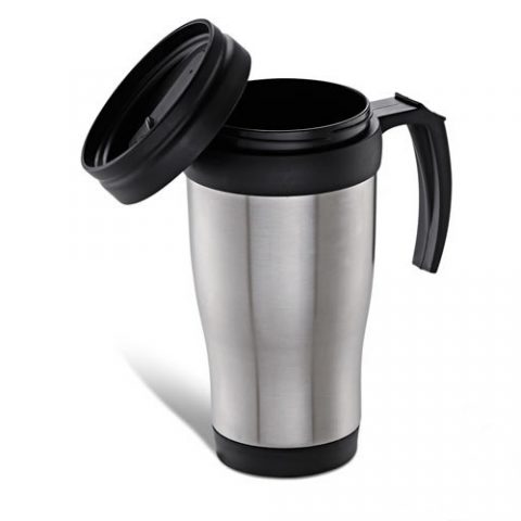 Brinde caneca revestida em aço inox 410ml personalizada.
