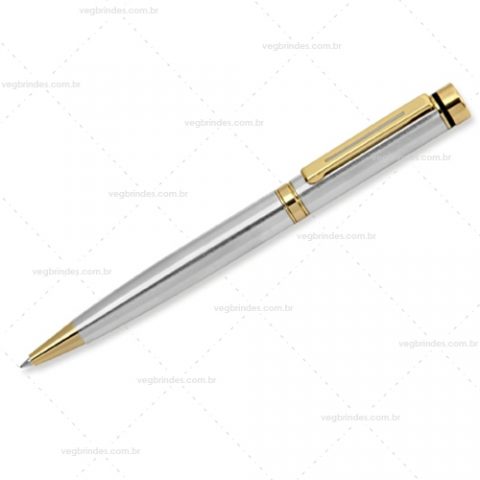 Brinde caneta esferográfica em metal personalizada.
