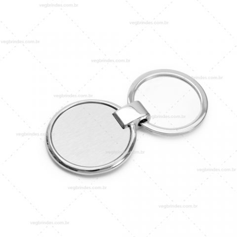 Brinde chaveiro em metal redondo personalizado.