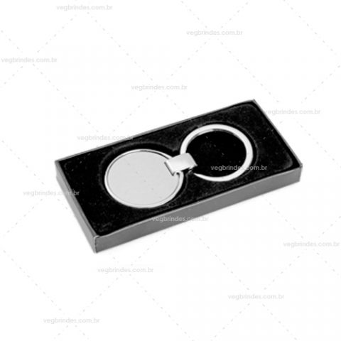 Brinde chaveiro em metal redondo personalizado.