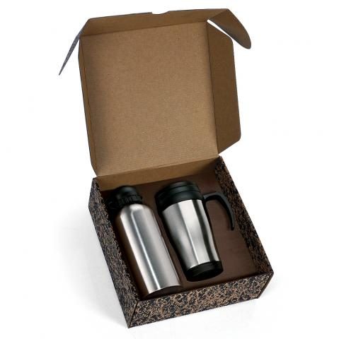 Brinde conjunto com squeeze e garrafa inox personalizado.
