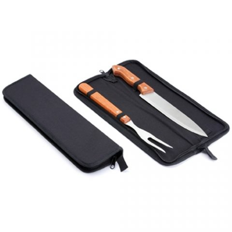Brindes kits churrasco 2pçs com estojo personalizados.