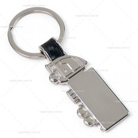Brinde chaveiro em metal formato caminhão personalizado.