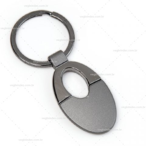 Brinde chaveiro em metal oval personalizado.