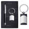 Brinde kit executivo com caneta e chaveiro personalizado.