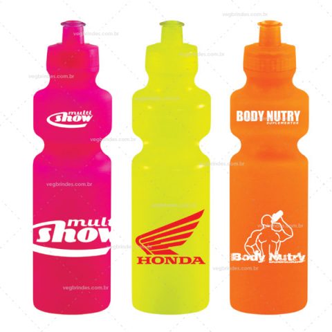 Brinde squeeze plástico neon 750ml personalizado.