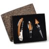 Brinde kit vinho 3pçs em madeira e metal personalizado.