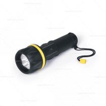 Brindes lanternas em borracha com 3 leds nas cores preta e amarela personalizadas.
