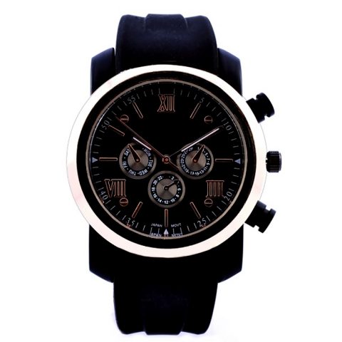 Brinde relógio analógico de pulso com pulseira emborrachada personalizado.