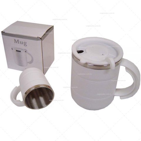 Brindes canecas plásticas com revestimento interno em aço inox 400ml personalizadas.