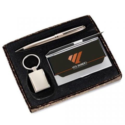 Brindes porta cartões e acessórios 3pçs personalizados.
