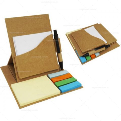 Brindes blocos de anotações ecológicos personalizados.
