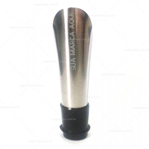 Brindes corta-gotas em inox personalizados.