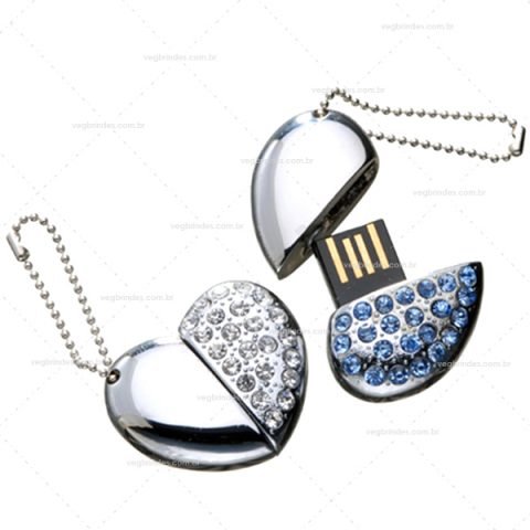 Brindes pen drives coração personalizados.
