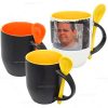 Brindes canecas cerâmicas mágicas fosca com colher personalizadas.