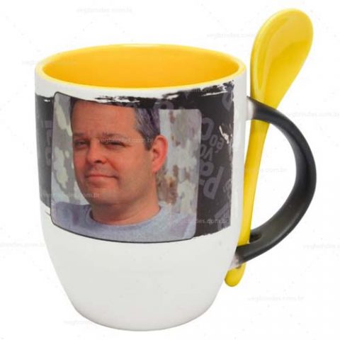 Brindes canecas cerâmicas mágicas fosca com colher personalizadas.