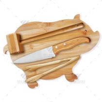 Brindes kits cozinha em bambu inox 4pçs Personalizados.