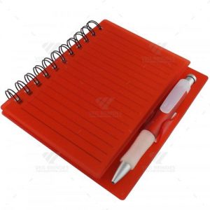 Brindes blocos de notas capa plástica personalizados.