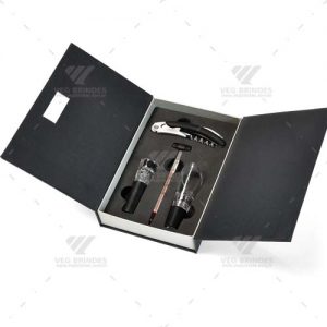 Brindes acessórios para Vinho Com Estojo Em Papelão Rígido Preto 5pçs Personalizados.