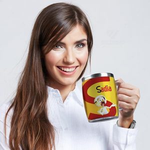 Brindes canecas em aço inox com revestimento em plástico san e tampa 400ml personalizadas.