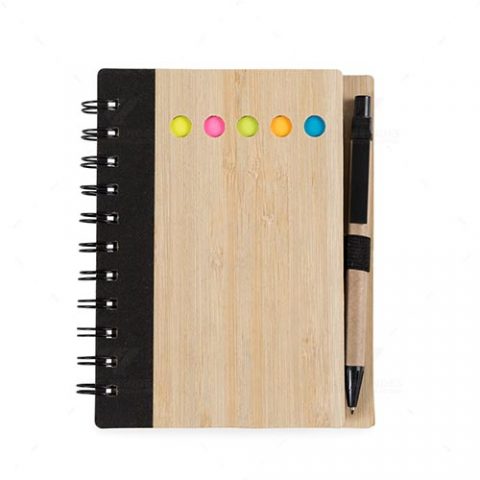 Brindes Blocos de Notas Capa Bambu Personalizados.