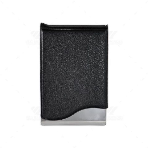 Brindes Porta-Cartões em Metal e Couro Sintético Personalizados.