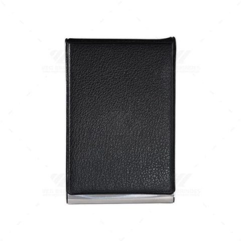 Brindes Porta-Cartões em Metal e Couro Sintético Personalizados.