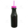 Brindes Garrafas Retrô 550ml Pretas com Canudo Personalizadas.