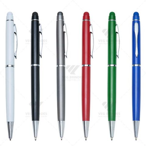 Brindes Canetas Semimetal Touch Personalizadas - Veg Brindes Curitiba.