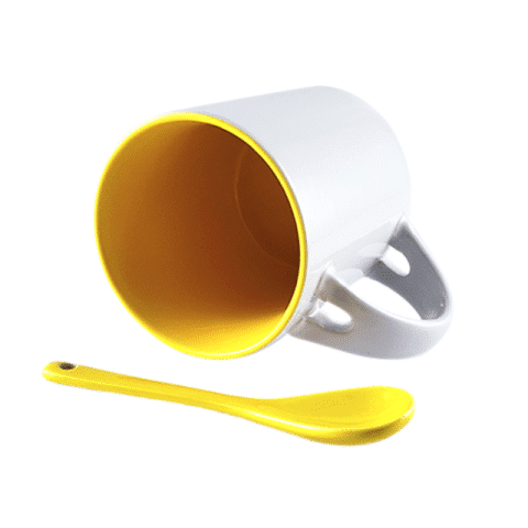 Brinde Caneca Cerâmica 325ml com Colher Personalizada_Veg Brindes Curitiba.
