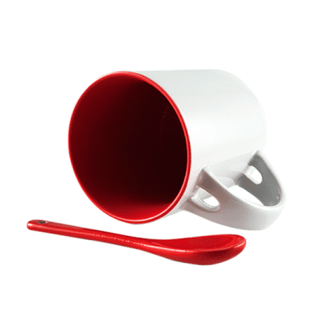 Brinde Caneca Cerâmica 325ml com Colher Personalizada_Veg Brindes Curitiba.
