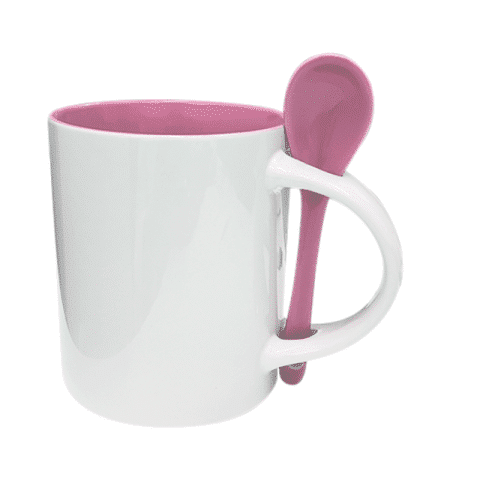 Brinde Caneca Cerâmica 325ml com Colher Personalizada_Veg Brindes Curitiba.