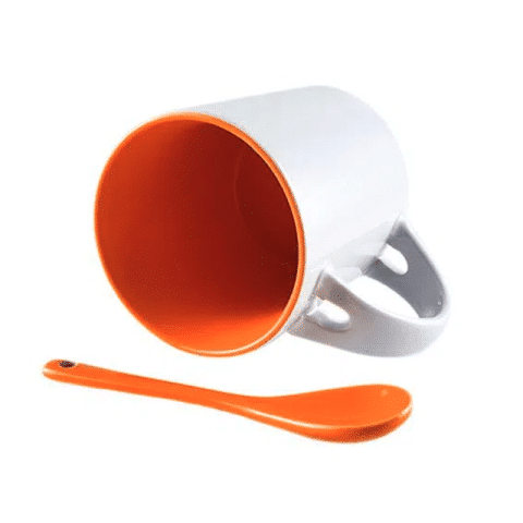 Brinde Caneca Cerâmica 325ml com Colher Personalizada_Veg Brindes Curitiba.
