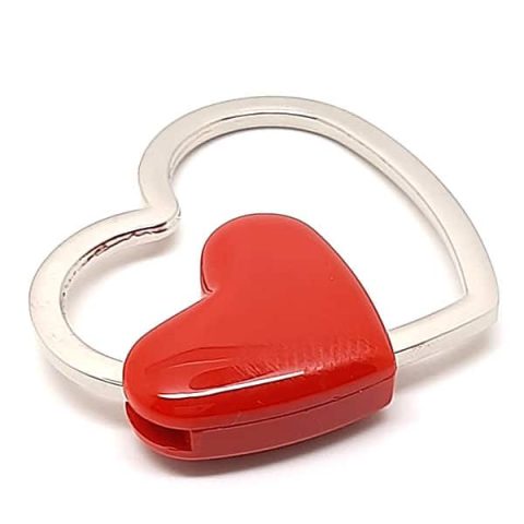 Brinde Chaveiro Metal e Plástico Coração Personalizado - Veg Brindes Curitiba.