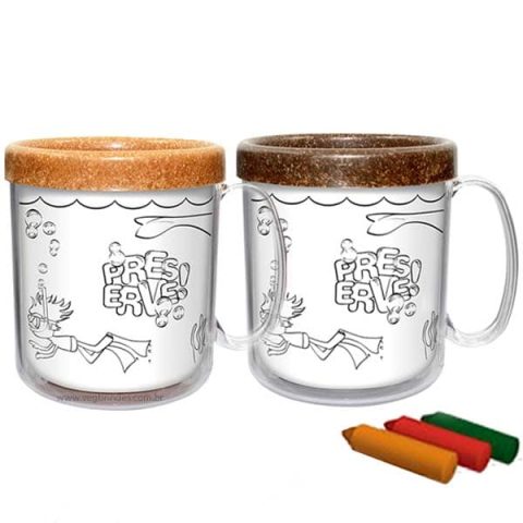 Brinde Caneca Térmica Infantil Ecológica 300ml Personalizada - Veg Brindes Curitiba.