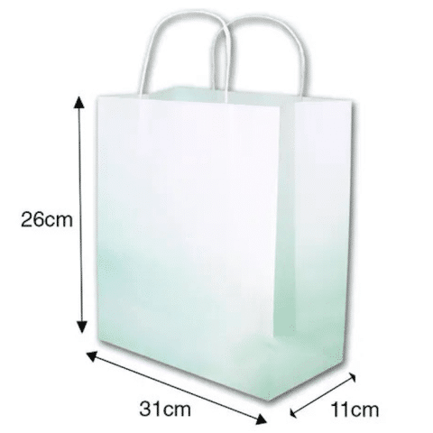 Sacola Kraft Branco 120g 31x26x11cm Personalizada - Veg Brindes Curitiba.