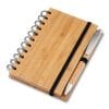 Brinde Bloco de Notas Capa Bambu 9x14cm com Caneta Personalizado.