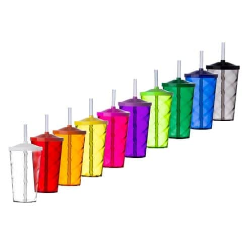 Brinde Copo Plástico 600ml com Canudo Personalizado - Veg Brindes Curitiba.