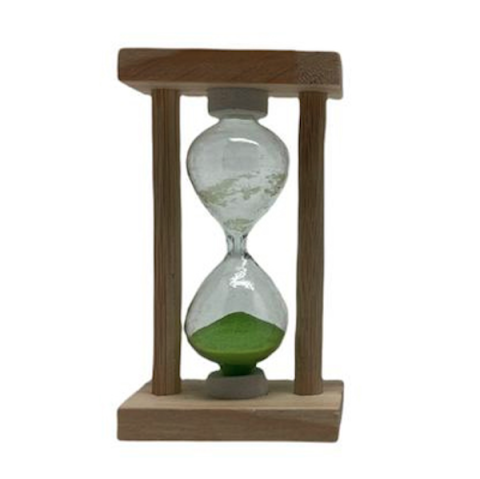Brinde Ampulheta Madeira e Vidro 3 Minutos Personalizada - Veg Brindes Curitiba.
