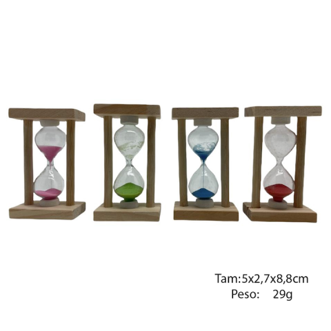 Brinde Ampulheta Madeira e Vidro 3 Minutos Personalizada - Veg Brindes Curitiba.