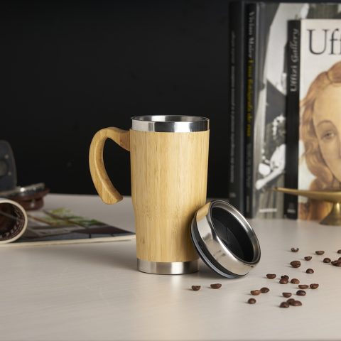 Brinde Caneca Ecológica em Bambu Inox 500ml Personalizada - Veg Brindes Curitiba.