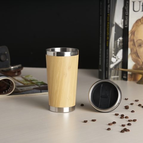 Brinde Copo Ecológico em Bambu Inox 500ml Personalizado - Veg Brindes Curitiba.