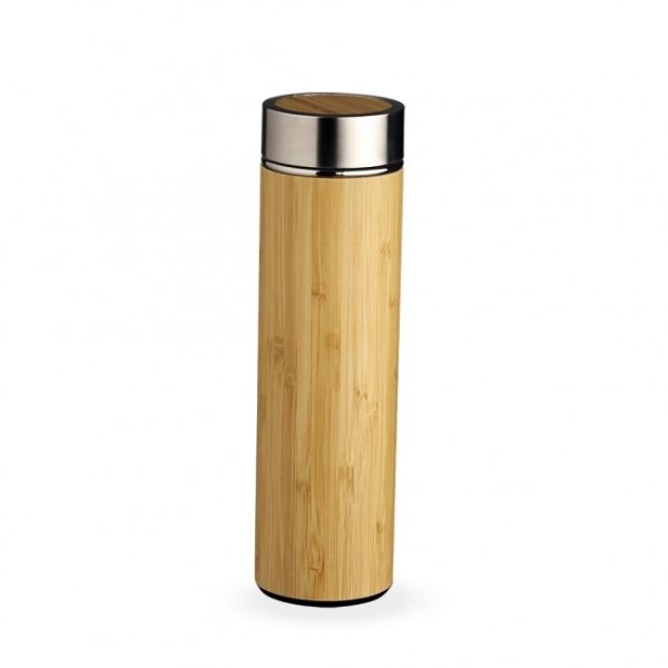 Brinde Garrafa Térmica Bambu Infusor 500ml Personalizada - Veg Brindes Curitiba.