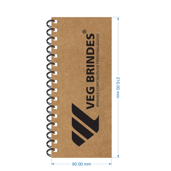 Brinde Tally Book Wire-o 9x21cm Personalizado - Veg Brindes Curitiba.