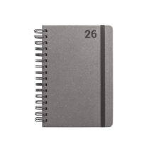 Brinde Agenda Wire-o 14x21cm em Pele Reciclada Personalizada - Veg Brindes Curitiba Personalizados.