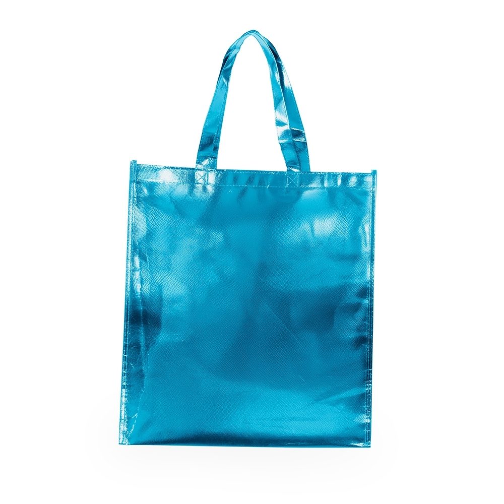 Brinde Sacola TNT Metalizado Personalizada - Cor Azul Claro Brinde Sacola TNT Metalizado Personalizada - Cor Azul Claro