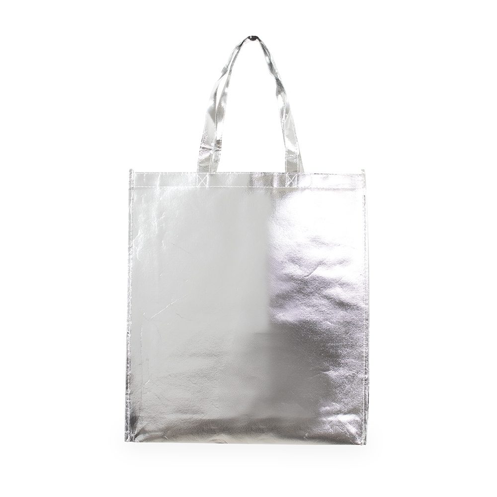 Brinde Sacola TNT Metalizado Personalizada - Cor Prata Brinde Sacola TNT Metalizado Personalizada - Cor Prata