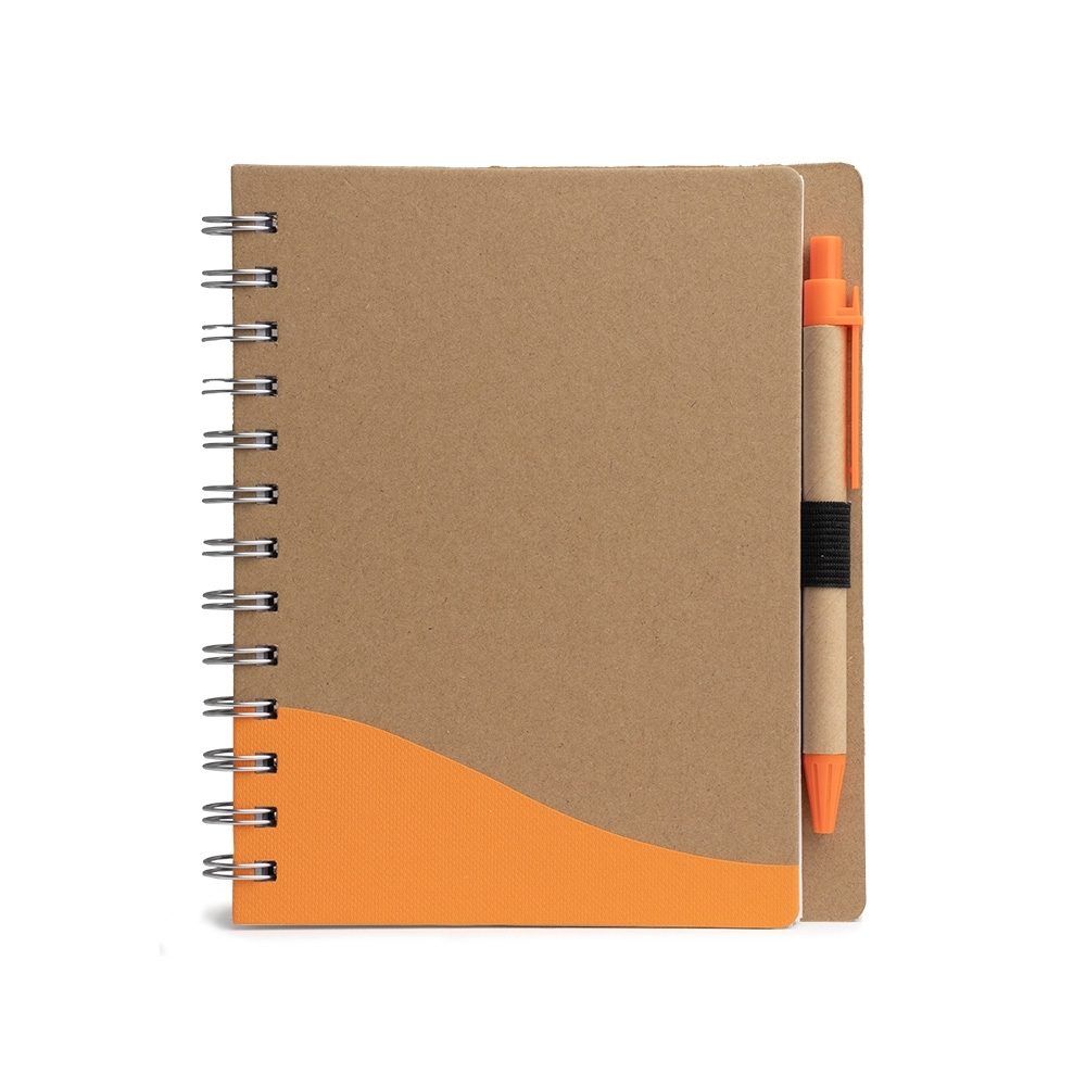 Brinde Caderno Ecológico com Caneta Personalizado - Cor Laranja Brinde Caderno Ecológico com Caneta Personalizado - Cor Laranja